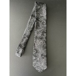 Tasso Elba Handmade Luxury 100% Silk Neck Tie Black Paisley
